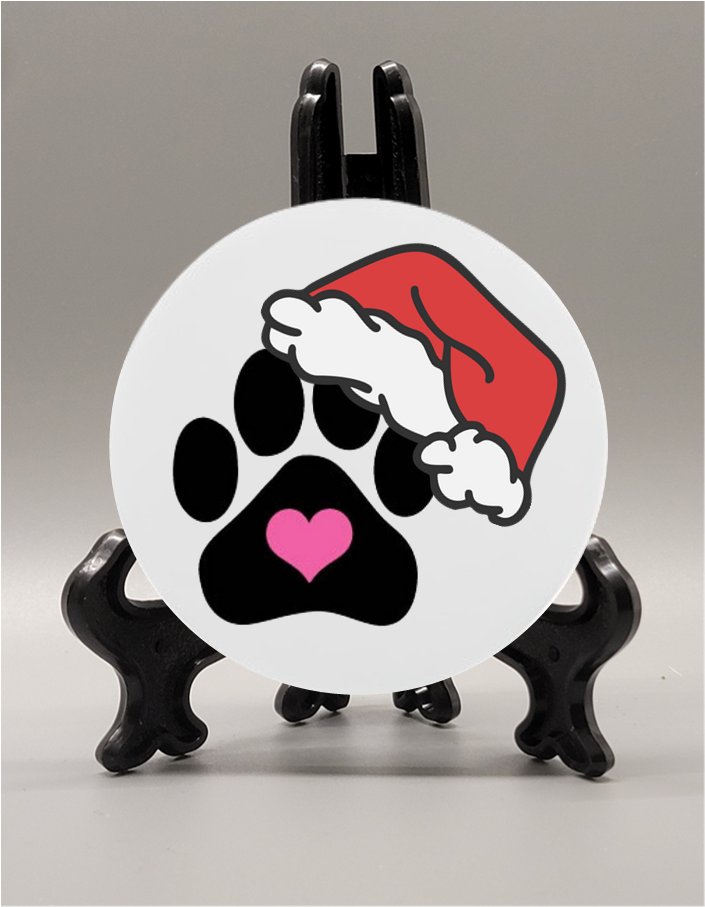 Black Paw Print & Santa Hat