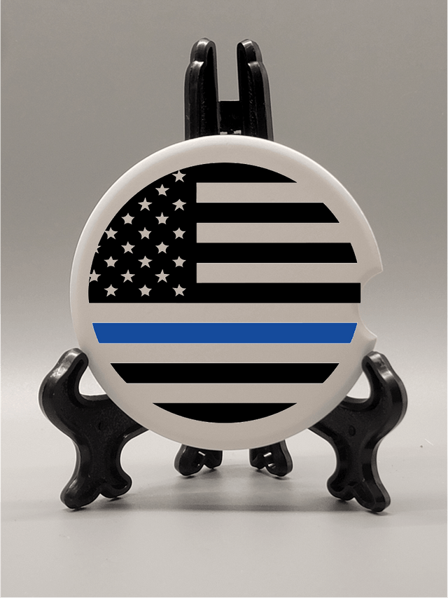 American Flag Translucent Plastic Badge Reel Blue